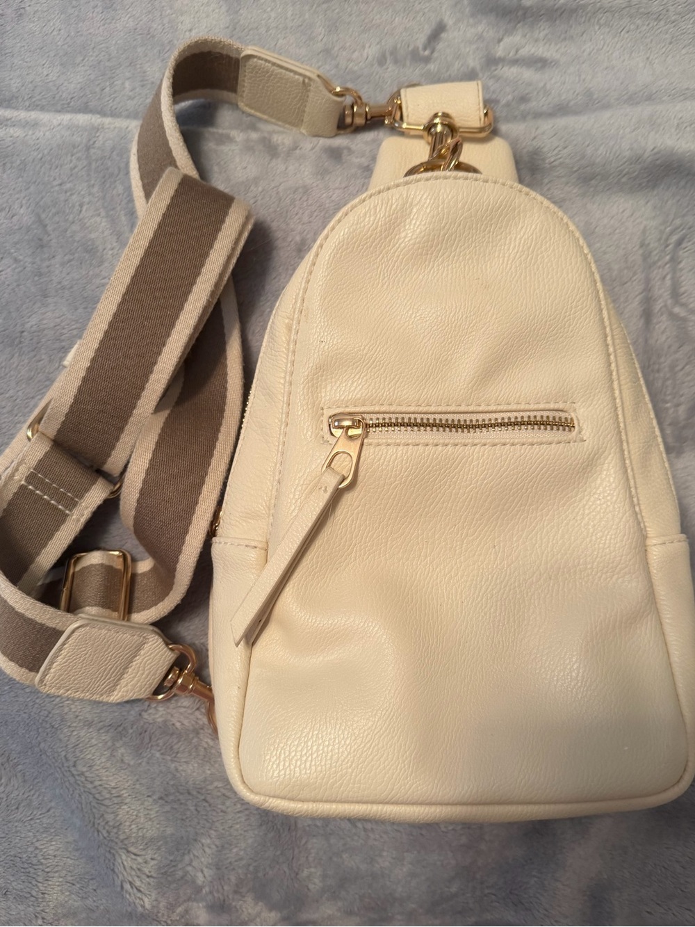 Crossbody Sling Bag with Striped Adjustable Strap